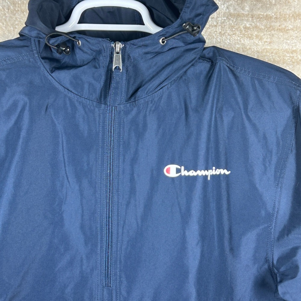 Champion Streetwear Packable Anorak Windbreaker Jacket Navy Blue Small